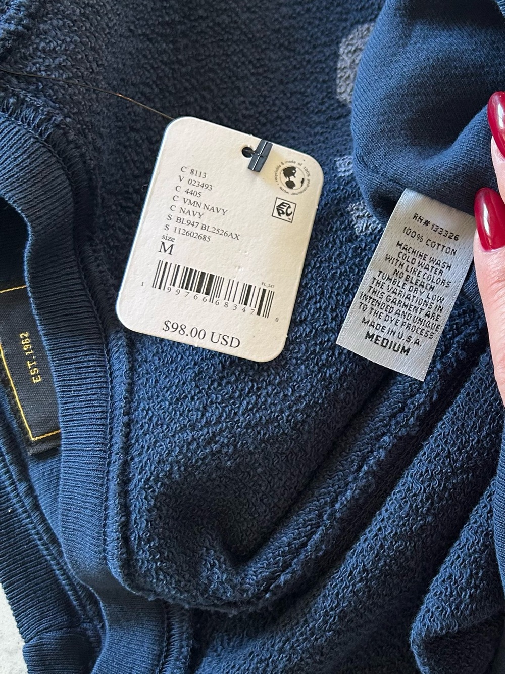 NWT Free People X Retro Brand Nantucket Crewneck in Navy Size Medium - Picture 8 of 16